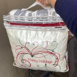 Happy holidays Christmas pillow and blanket set